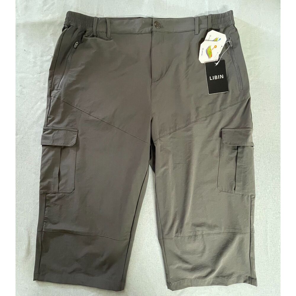 LIBIN Mens XXL Hiking Fishing Cargo Capri Pants UPF 50+ Water Resistant NWT